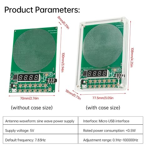 Earth Frequency 7.83Hz Mode, Programmable 0.01Hz-100kHz Digital Processing, Anti-Noise Design Generator Oscillator Low Distortions High Integrations Digitals Circuit Module Adjustable