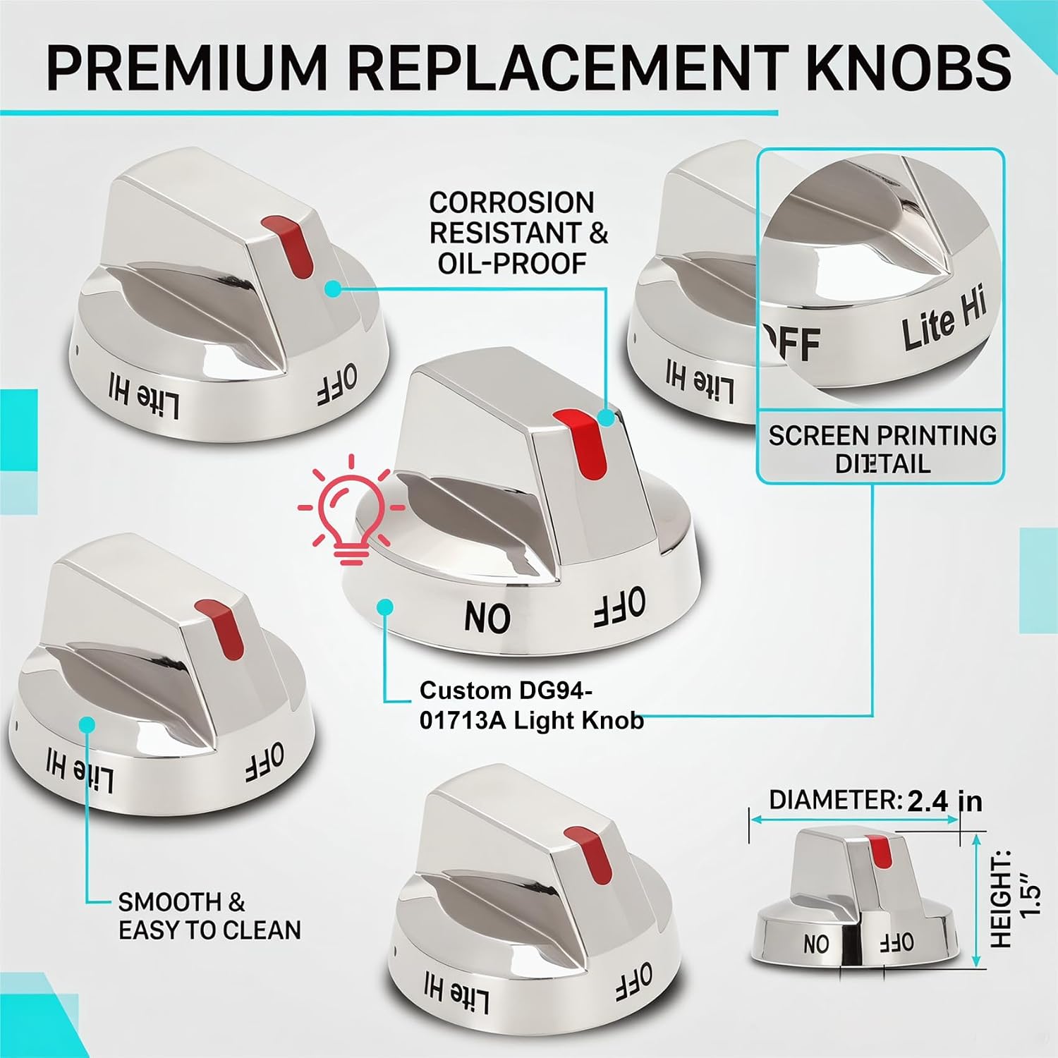 DG94-01712A *5+DG94-01713A *1（6 Pack）Gas Range Burner Control Dial Knob