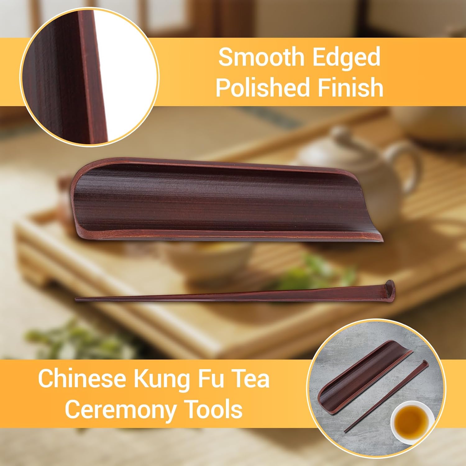 Bamboo Tea Tools, Medium Size Chinese Kung Fu Tea Tools Handmade Tea Ceremony Utensil Tools Set for Tea Lovers, Tea Room, Kitchen