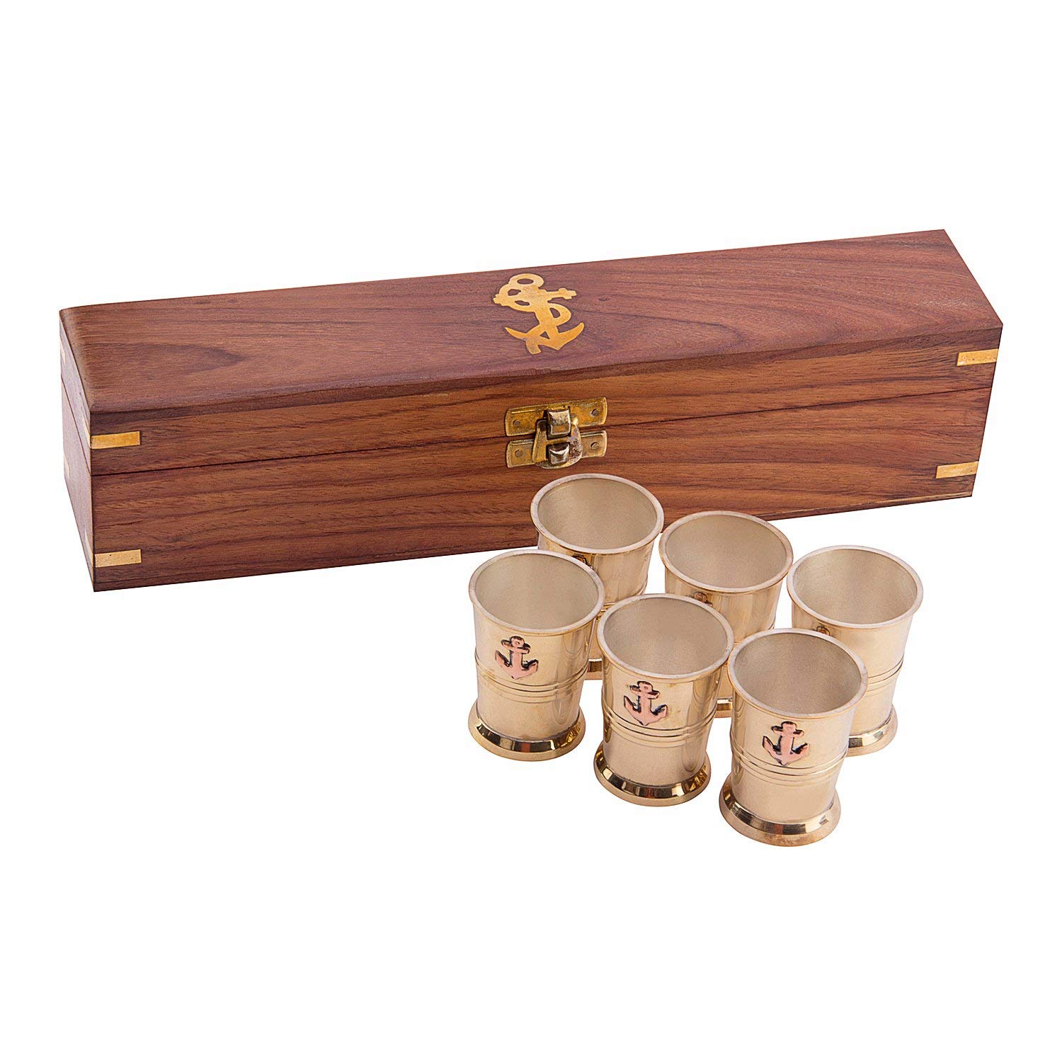 Amazon.com | Brass Tequila Shot Glass with Anchor Monogram in