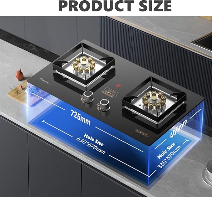Estufa de Gas 2 Puestos, Vidrio Templado, Encendido Automático, 5.2KW miniatura 4