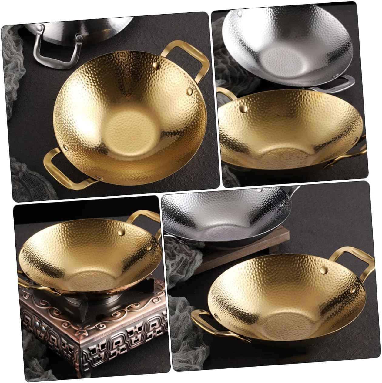 ABOOFAN Steel Pan Cooking Stainless Steel Double Handle Pot Lightweight Easy to Use Kitchen Supply