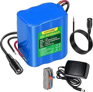 CITYORK 12V DC 5600mAh Rechargeable Lithium Ion Portable Battery Pack for CCTV cameras, camcorders, MP3 players, LED strip lights
