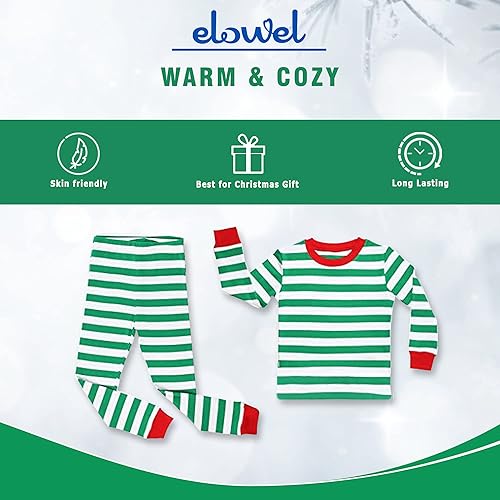 Miniatura 5 de Elowel piyama de dos piezas a rayas para niños y niñas, 2 piezas, 100% algodón, talle 6 meses a 12 años