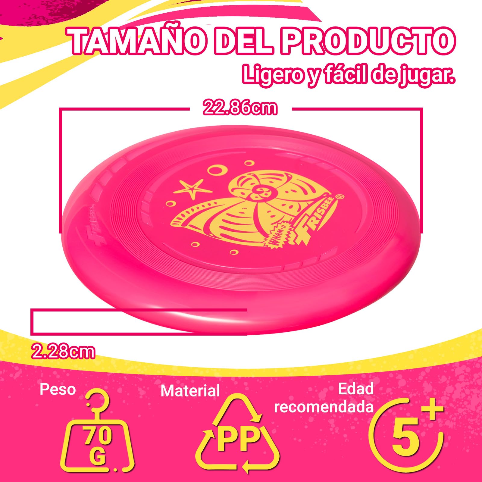 Wham-O Frisbee Go Disco Volador, 22.86cm Juguete Ligero para Principiantes Niños Niñas de 5+ Años para Exteriores Playa Parque Patio - 70g - 4