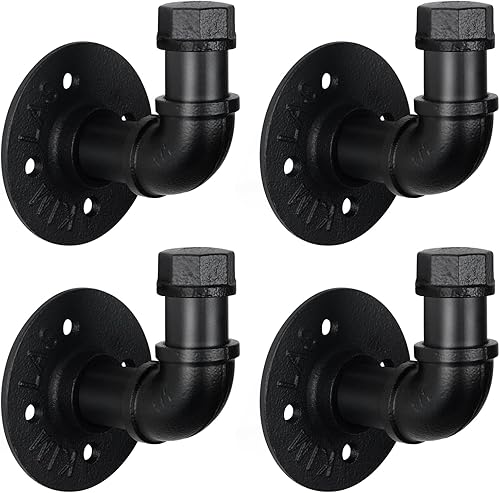 Soporte para toallas de hierro industrial, gancho rústico para bata de baño, estilo vintage, montaje en pared, negro mate (paquete de 4) disponible en Yaxa Venezuela