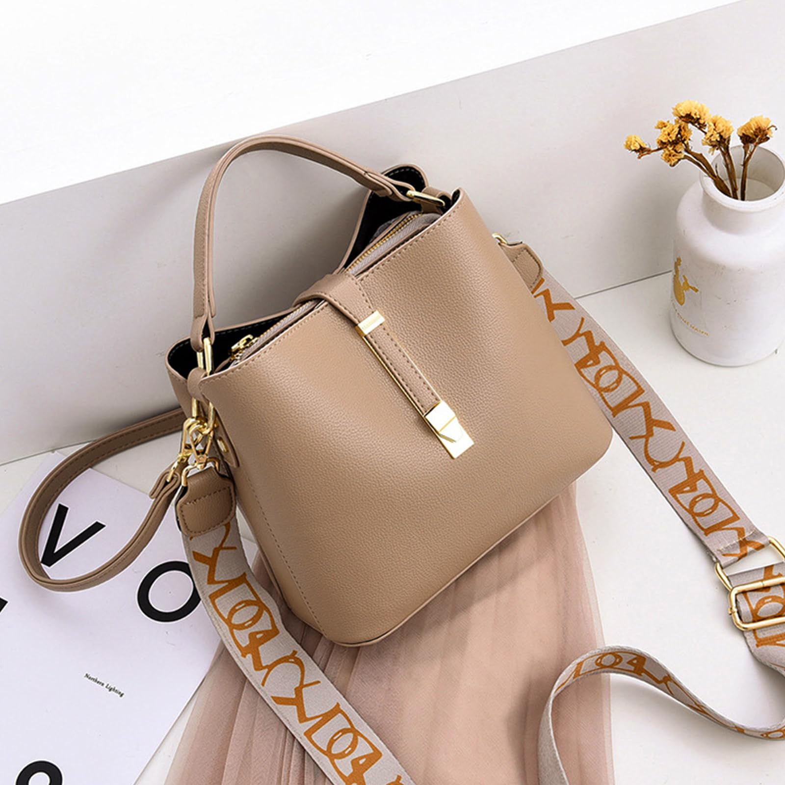 NICOLE & DORIS Sac a Main Femme Sac Bandouliere Porté Epaule Cuir PU Femme Cuir Sacs Grand Capacité Sac Cabas Fourre Sac seau noir