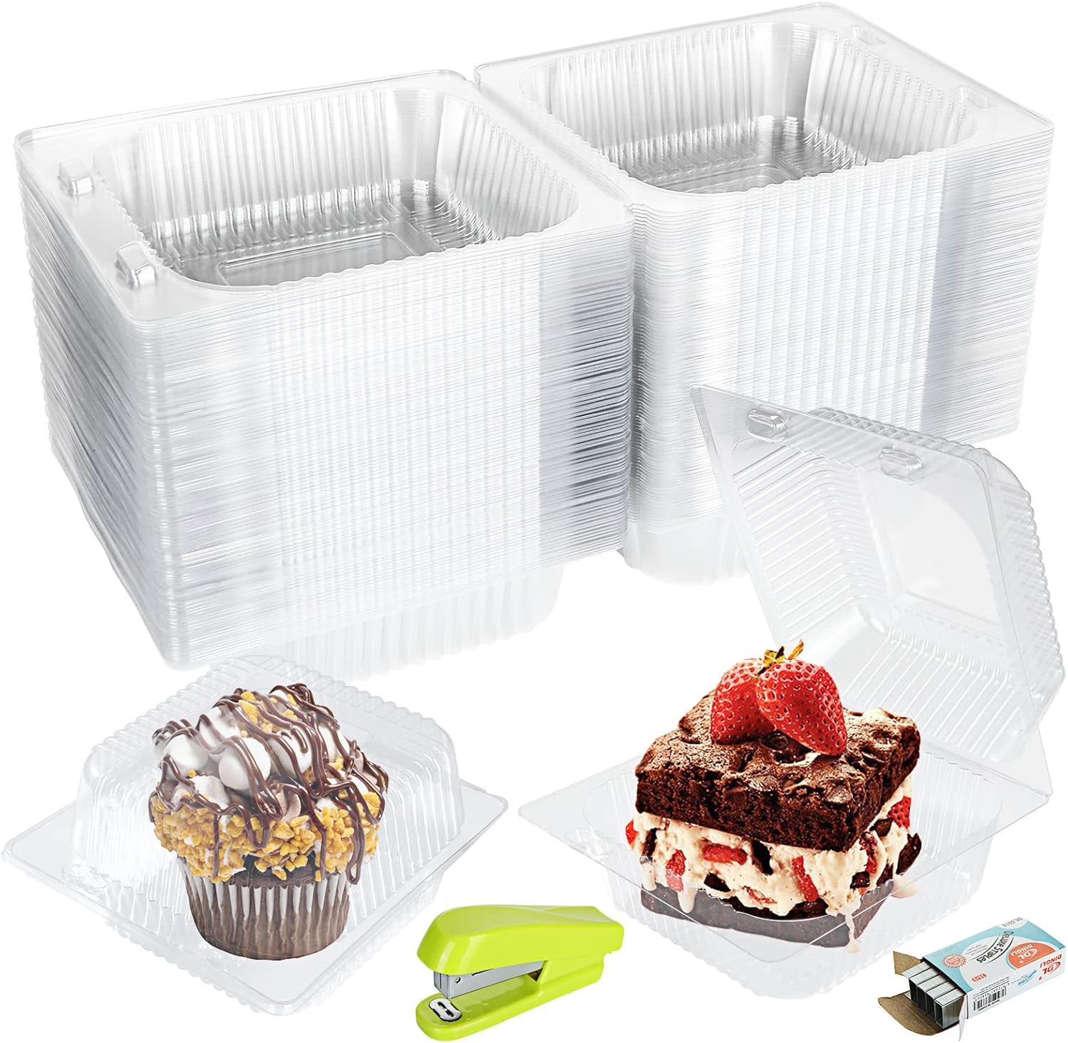 YOUNTHYE 200PCS Cake Slice Boxes, 5.3 Inch Clear Cake Boxes Individual