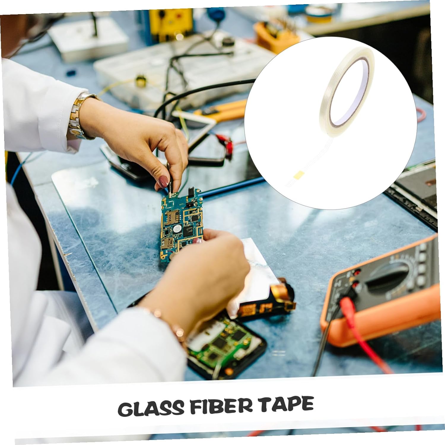 6 Rolls 1cm Wide Glass Fiber Filament Tape, High Adhesion Tear-Resistant Self-Adhesive Striped Binding Tape for Packaging and Industrial Use, 25m Each Roll