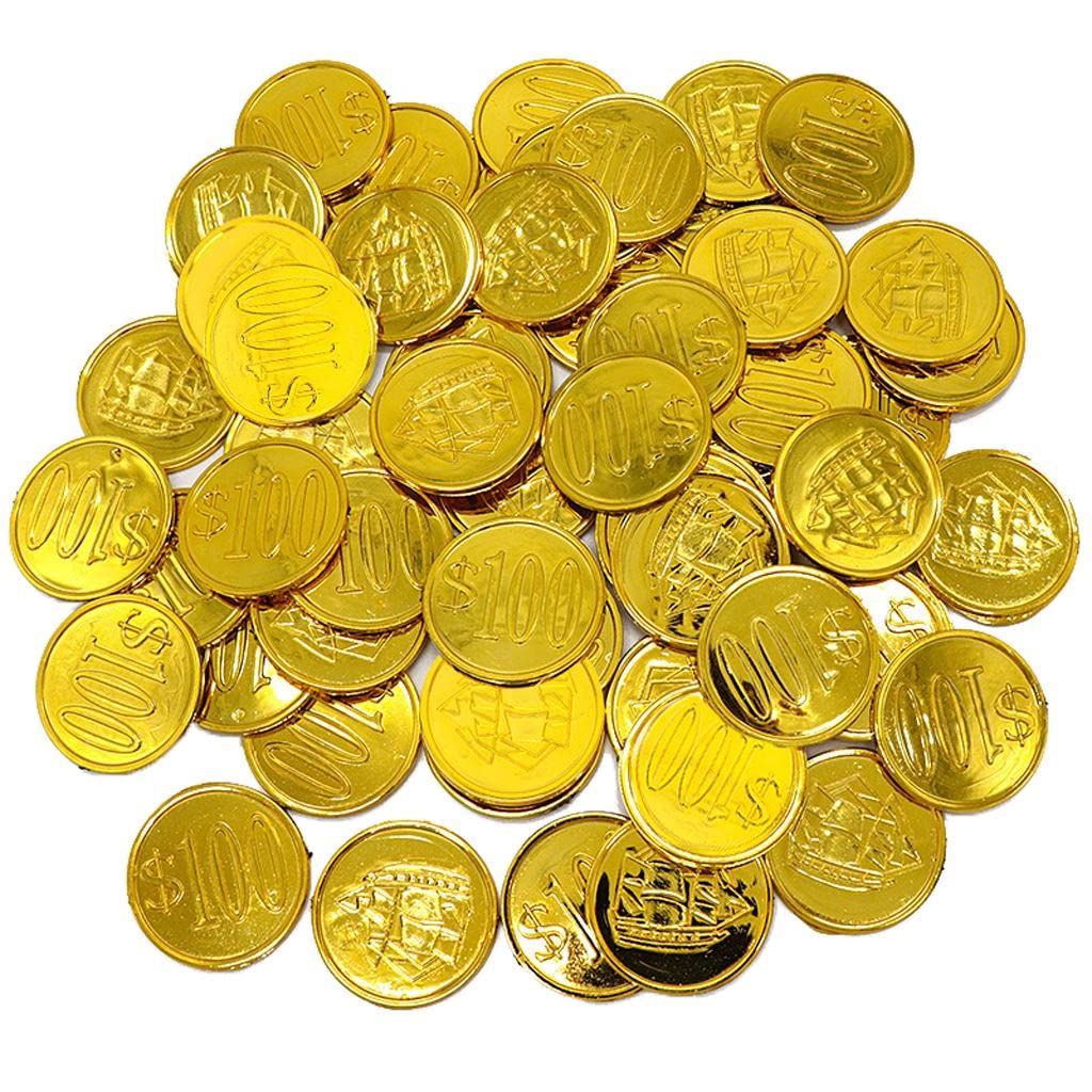 ATORSE Toy 100 Pcs Plastic Pirate Gold Toy Coins for Birthday Party Favors Props Craft -Toys & Hobbies-Games-Game Pieces Parts-image-46