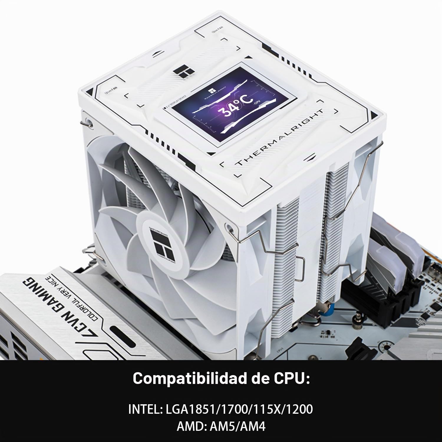 THERMALRIGHT Burst Assassin 120 Vision White Enfriador de CPU, pantalla IPS LCD de 2,4 pulgadas con resolución de 320 x 240, disipador de calor de alto rendimiento para computadora LGA1851/1700 y AM4