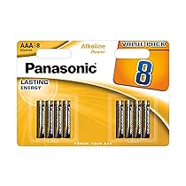 Panasonic, Alkaline Power, AAA batterie alcaline, confezione da 8, Micro, LR03, 1.5V, 7 anni in magazzino, per telecomandi, bilance, orologi, energia affidabile e duratura