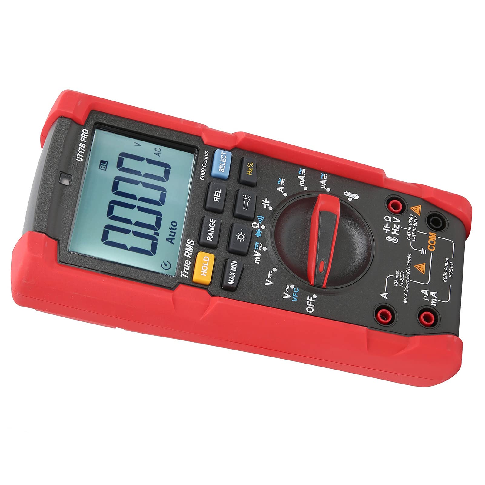 Cocoarm Multimetr Cyfrowy UT17B PRO, Miernik Napięcia ABS True RMS 6000 zliczeń 1000 V 10 A Tester Temperatury dla Elektryków Naprawa Domu Do Użytku Motoryzacyjnego