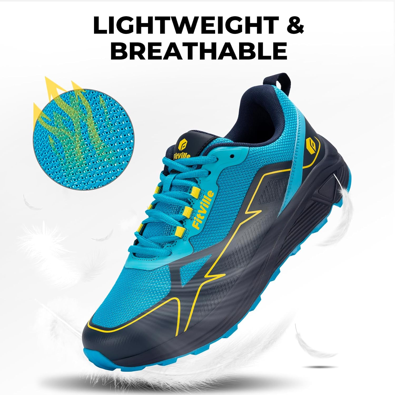 FitVille Wide Shoes for Men Non-Slip Trail Running Shoes Mens Extra Wide Walking Shoes Comfortable Wide Toe Box Sneakers for Flat Feet, Heel Pain & Plantar Fasciitis Relief - Image 6