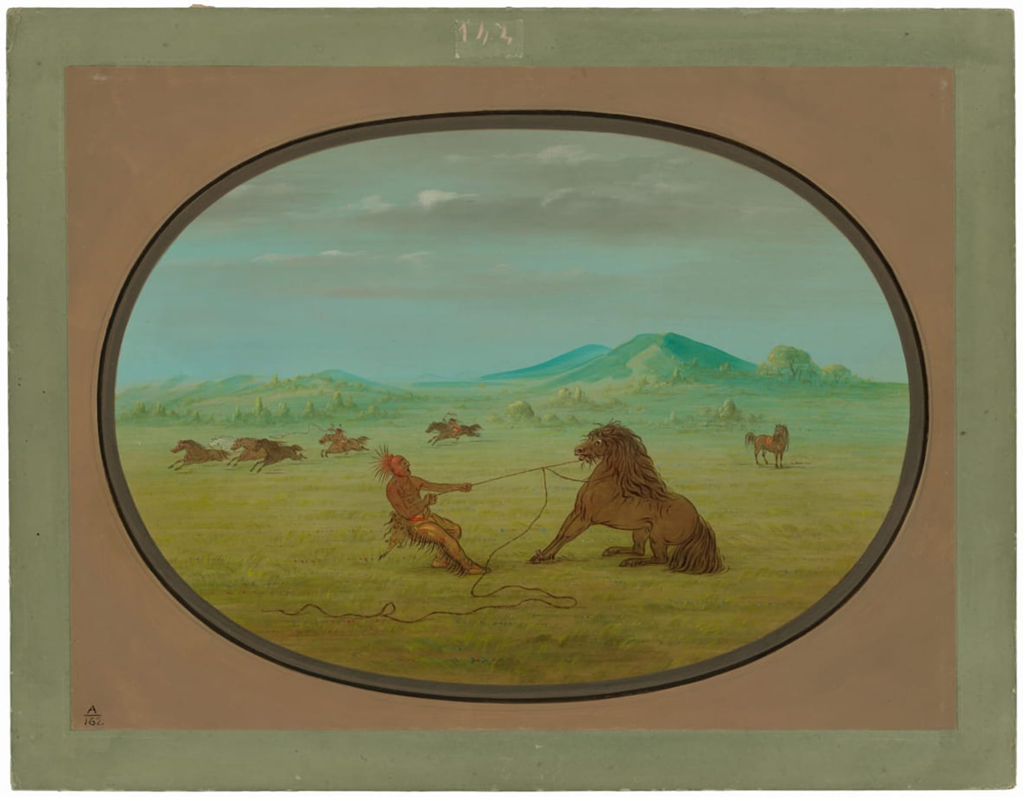 POSTERIIk Famous Animal Posters Vintage Picture Catching Wild Horses Pawnee by George Catlin Modern Wall Decor for Home Decor 60x90cm