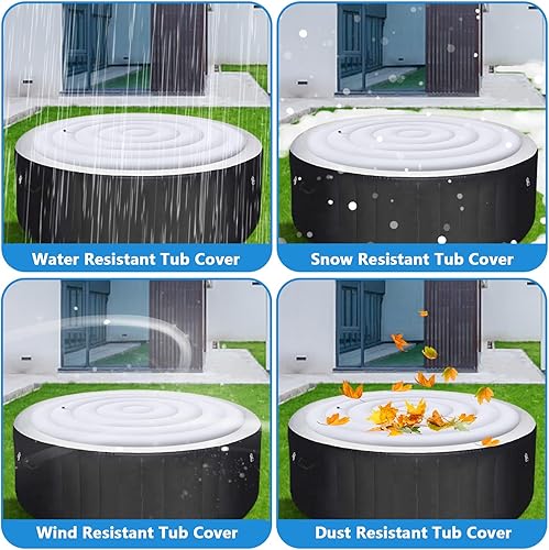 Miniatura 6 de Tlswshsy Cubierta inflable para bañera de hidromasaje de 4.5 pies, tapa de ahorro de energía para bañera de hidromasaje redonda, cubierta protectora