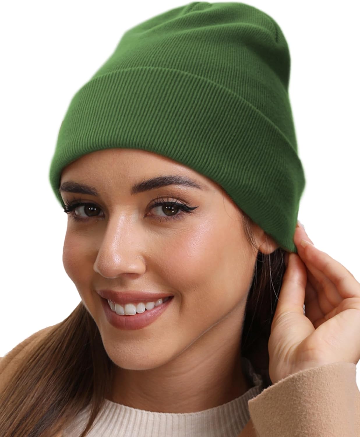 100% Cotton Beanie Hat- Unisex Ultra Soft Winter Warm Stretch Knit Cuffed Hats Fisherman Beanies Skull Cap