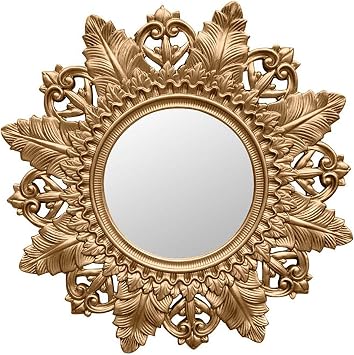 Modern Wall Mirror Round Mirror Decorative Retro Nostalgic Strong and Sturdy for The Living Room Bathroom Bedroom Gold