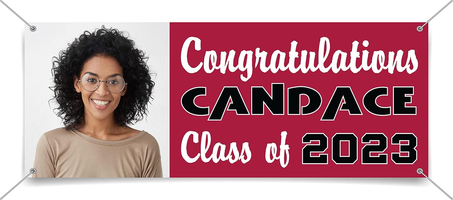 Custom Graduation Banner | Graduation Banner Personalized | Class of 2023 Banner for Graduation Party Supplies | Custom Graduation Sign | Vinyl Banner with Grommets (13" x 36", Orange)
