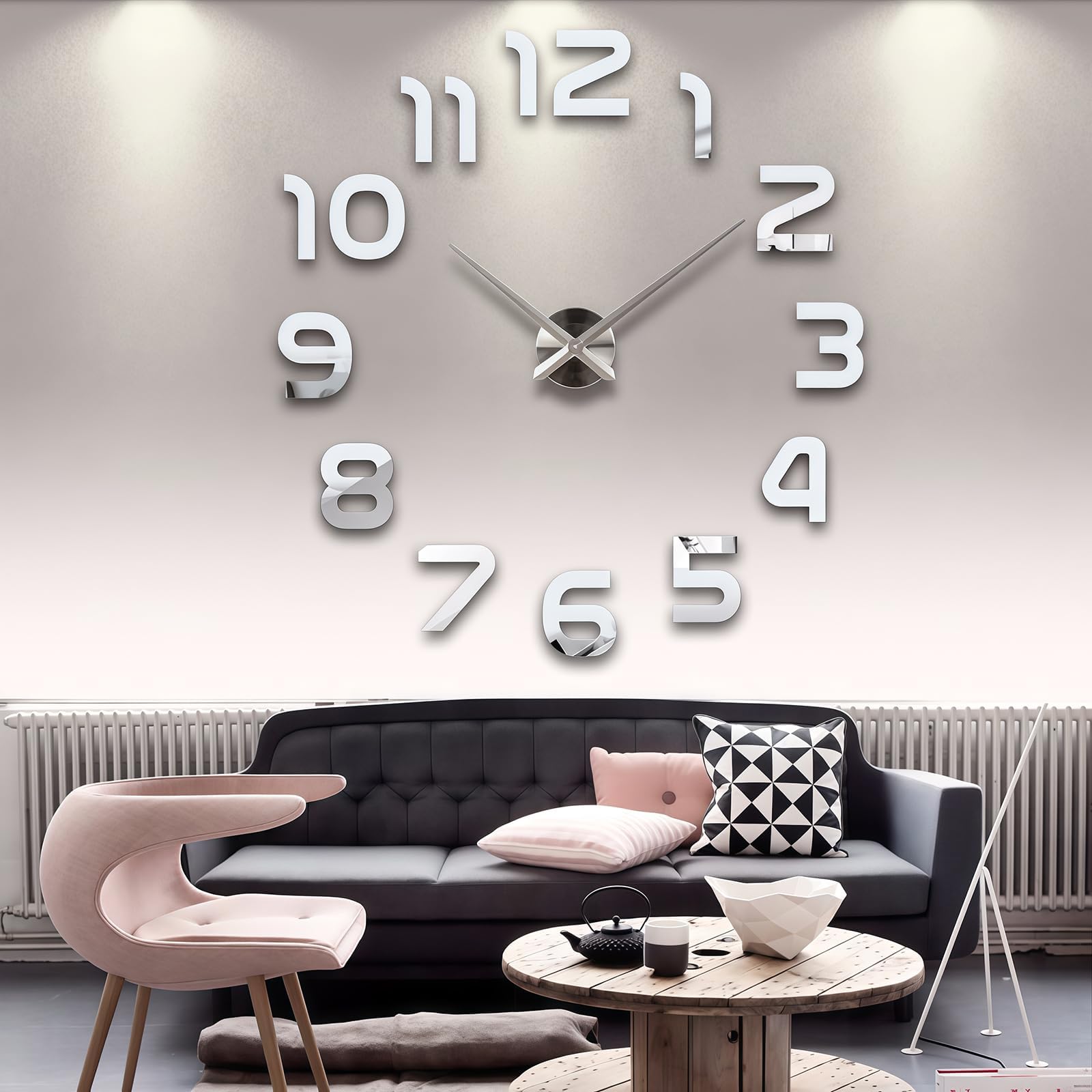 FASHION in THE CITY 3D DIY Mirror Surface Wall Clock Big Size Wall Decorative Clocks Silent Non Ticking Movement Clocks