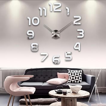 FASHION in THE CITY 3D DIY Mirror Surface Wall Clock Big Size Wall Decorative Clocks Silent Non Ticking Movement Clocks