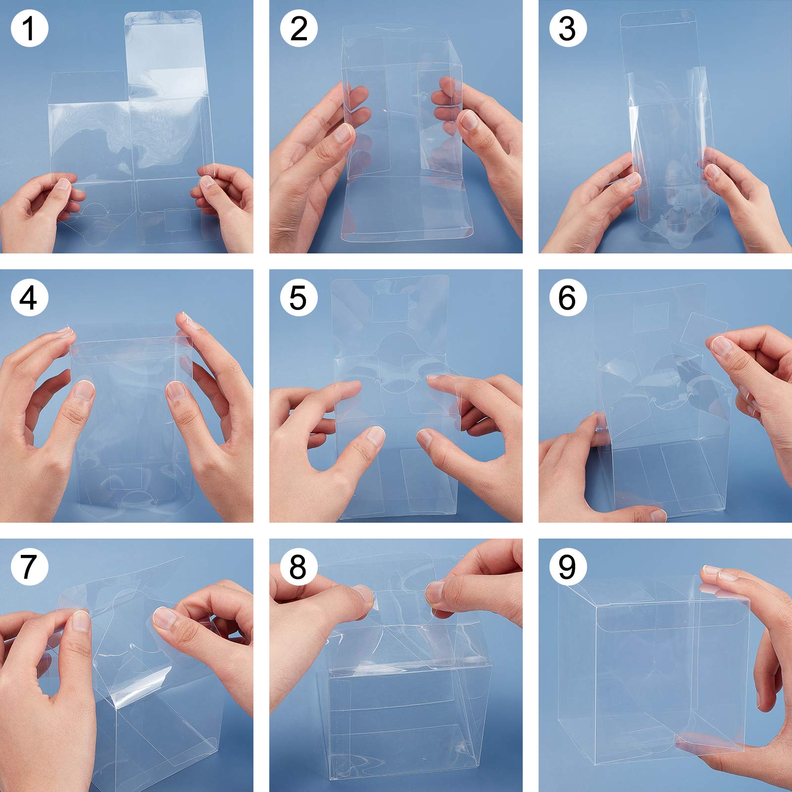 BENECREAT 30PCS Caja de PVC Plástico Transparente 9x9x9cm para Regalos con 2 Rollos Cinta Decorativa de 10mm de Ancho, Doradas y Plateadas Brillantes para Fiestas, Cumpleaños, Dulces