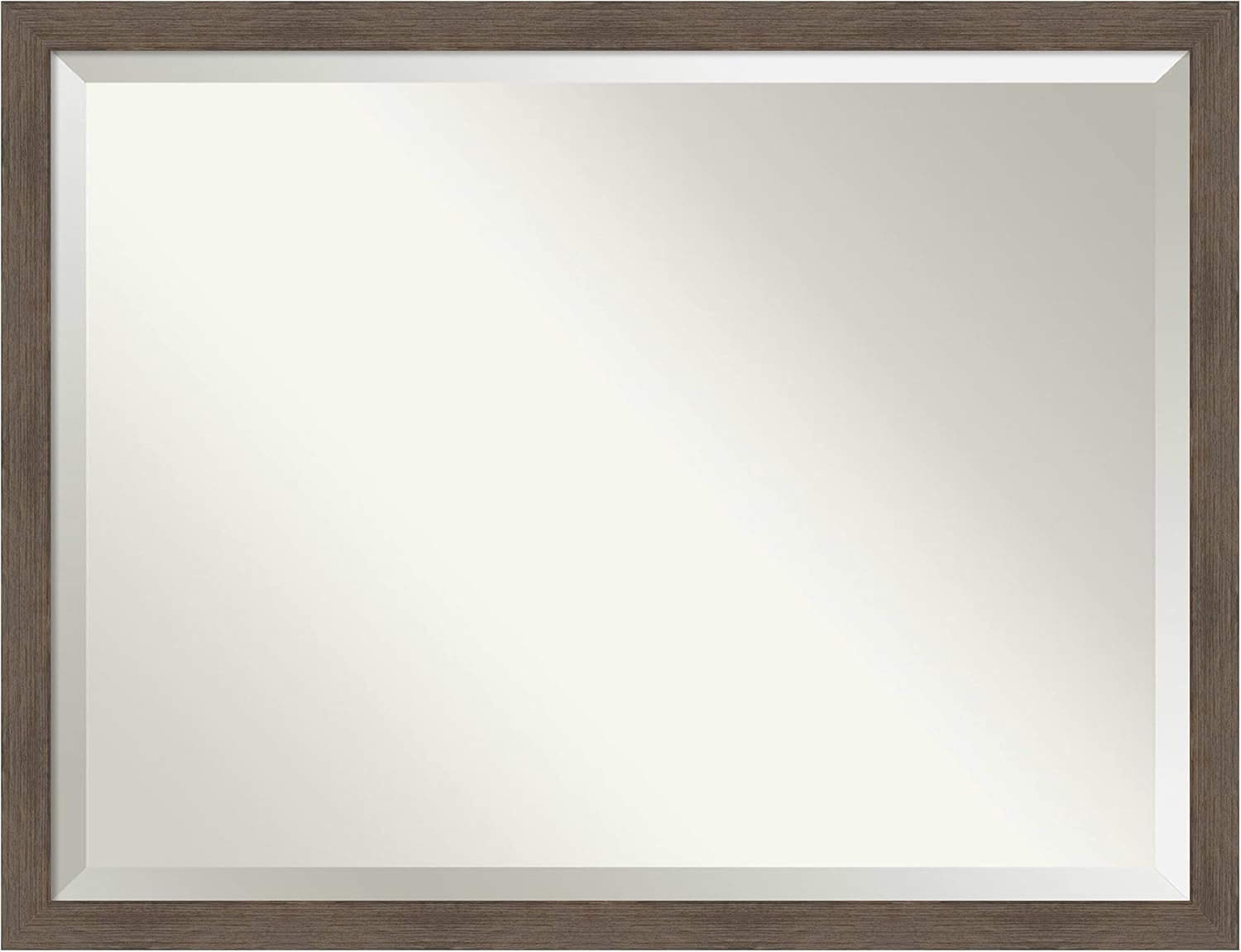 Amanti Art Brown Bathroom Mirror for Over Sink, 33x43 Hardwood Mocha Narrow Rectangle Vanity Mirror, X-Large Country Rustic Wood Frame, Hangs Horizonally and Vertically, Bathroom Wall Decor, Beveled