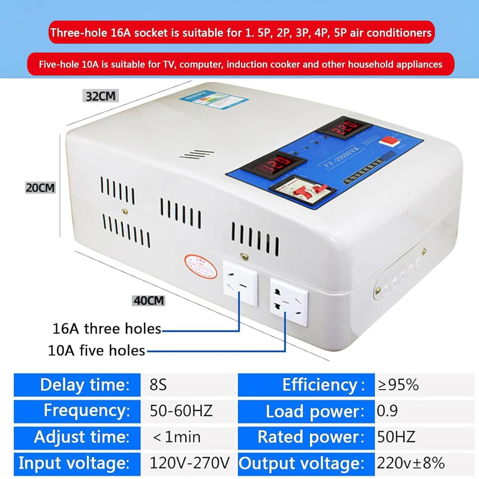 Estabilizador de alimentación doméstico 220v Estabilizador Voltaje Potencia Completamente Automático,Regulador De Voltaje Ca Salida Monofásica 220V, Regulador De Voltaje de Aire Acondicionado Cobre