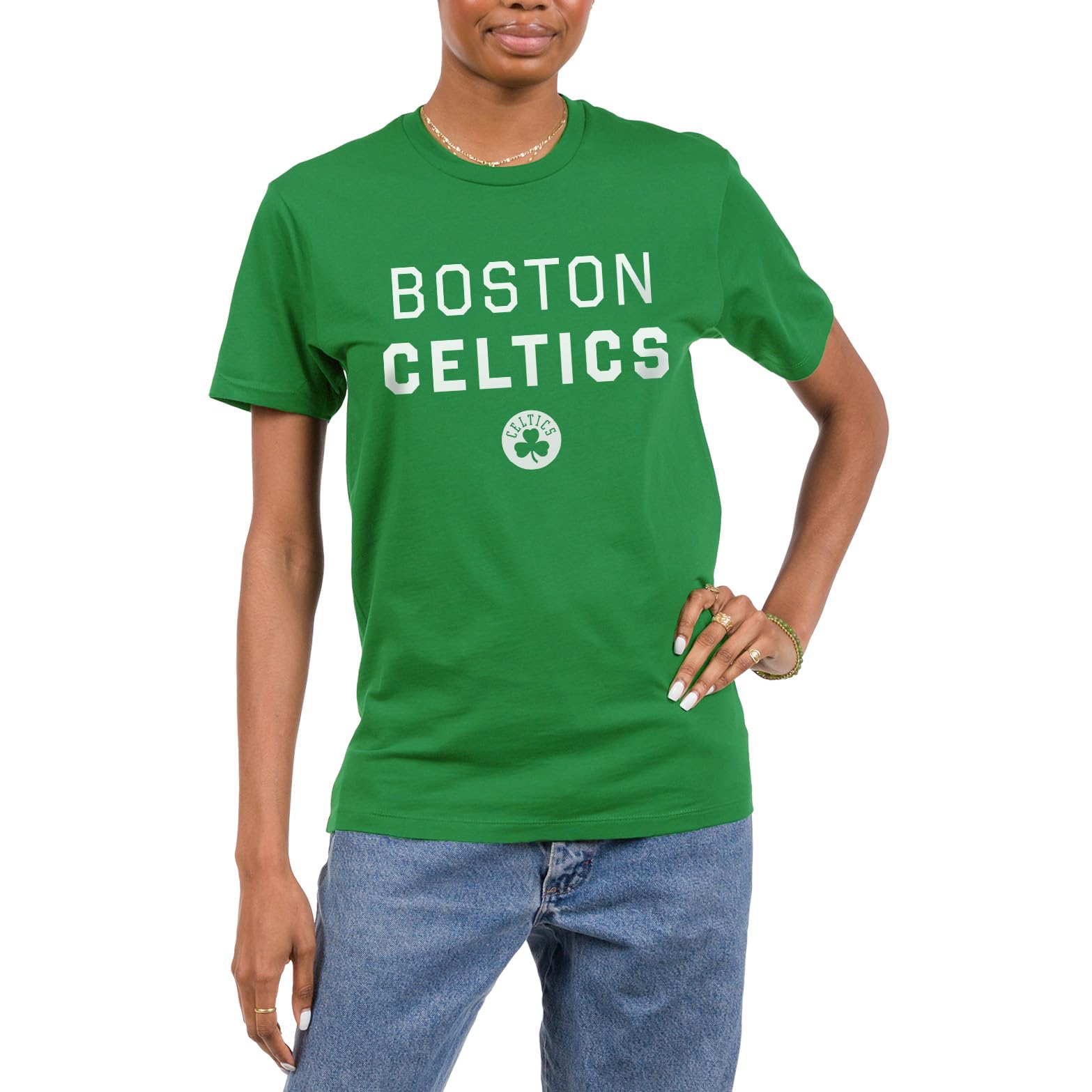 Junk Food NBA - Core Stacked Adult SS T-Shirt, Kelly Green - Image 2