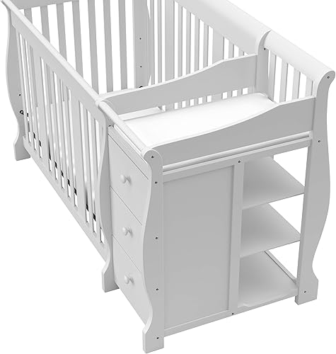 Vista 22 de Storkcraft Portofino - Cuna convertible 5 en 1 y cambiador (Espresso) - Combo de cuna y cambiador con 3 cajones, incluye cambiador de bebé, se