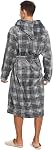 Robe Homme avec Hood, Robe Cozy Fluffy pour hommes en peluche de luxe Peigne Plaid pour l'hiver