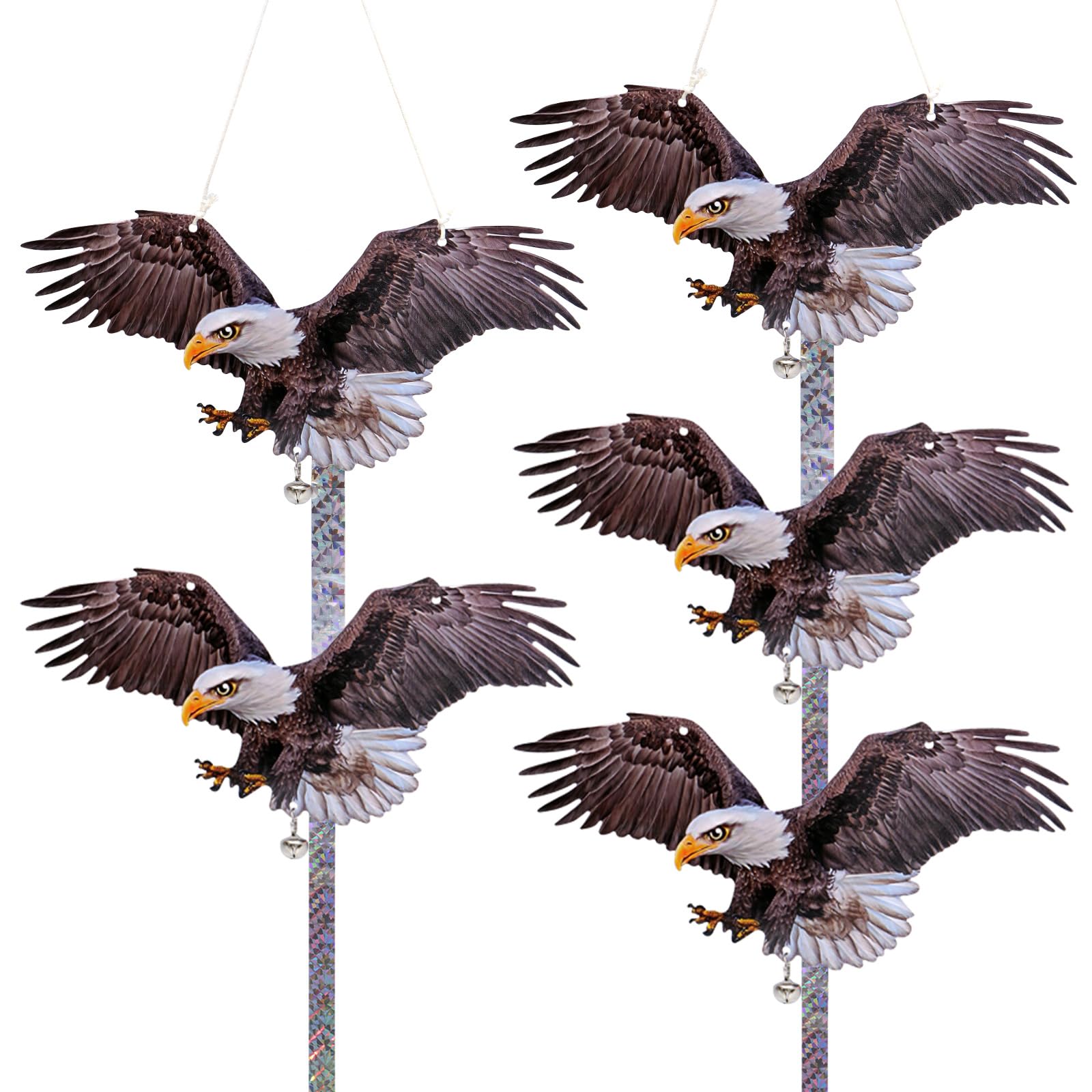 Homo Trends 5PCS Owl Decoy to Scare Birds Away Hawk Bird Scarers for Gardens Fake Owls with Reflective Tape Pigeon Deterrent Hanging Flat Plastic Owls to Keep Birds Away from Patio Porch Tree Roofs