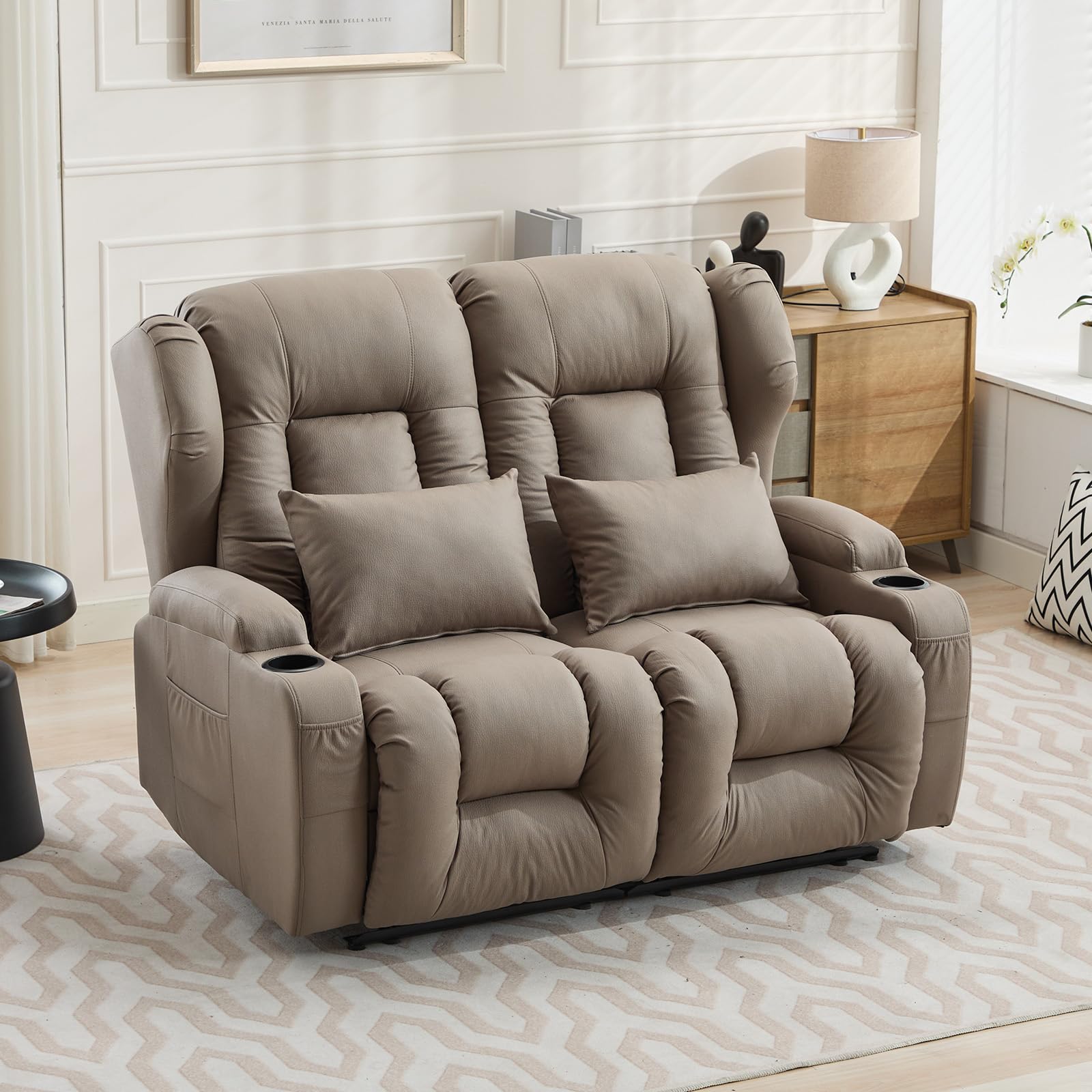 SAMERY 54.3" RV Loveseat Recliner Sofa, Wall Hugger Reclining Loveseat