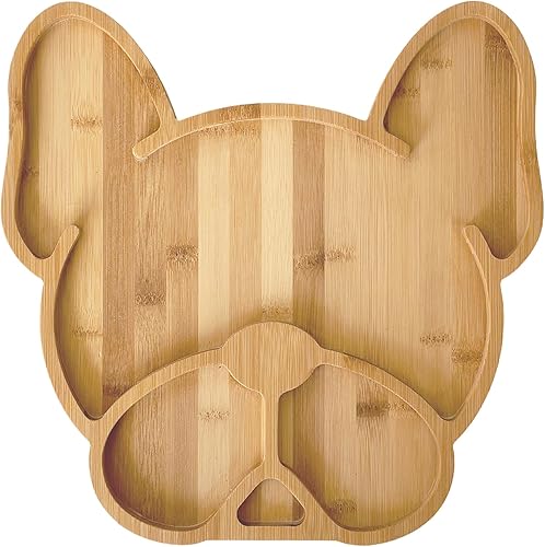 Tabla de charcutería de Bulldog Francés, tabla de queso de bambú natural de 12 pulgadas y bandeja para servir para entretener, regalo divertido para
