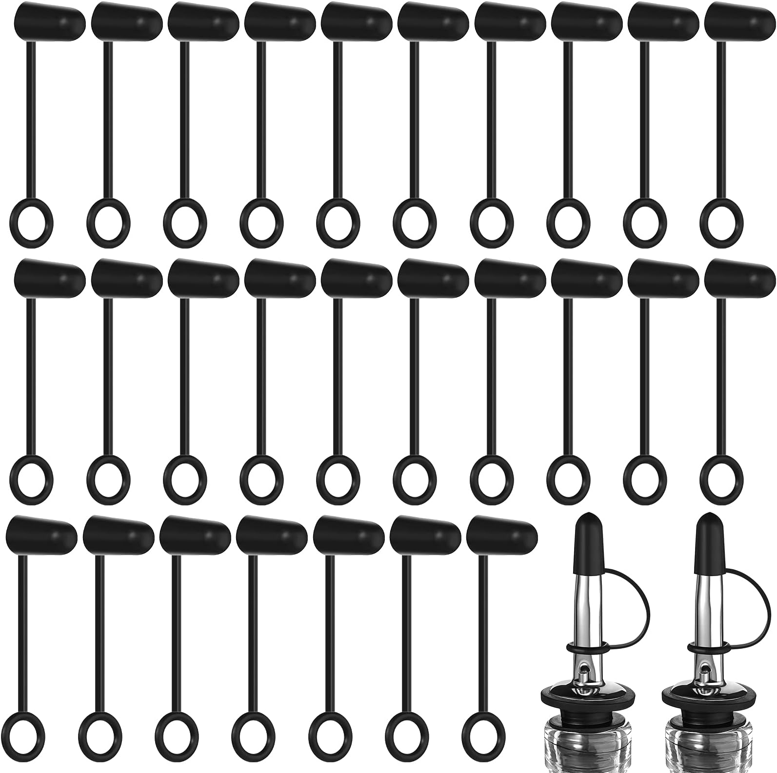 70 Pcs Hooded Pourer Caps - Rubber Spout Covers For Liquor & Olive Oil Bottles