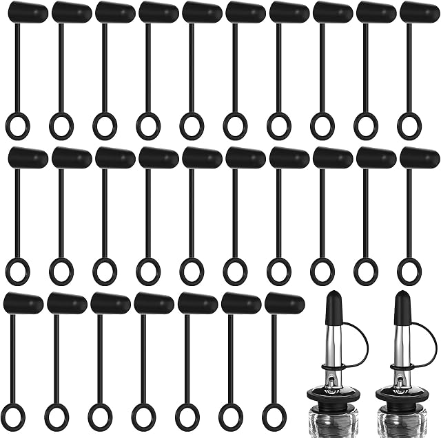 Zopeal 100 Pieces Pourers Dust Caps, Hooded Pourers Dust Caps, Olive Oil Liquor Bottle Pour Spout Cover Rubber Caps (Not Include the Spout)