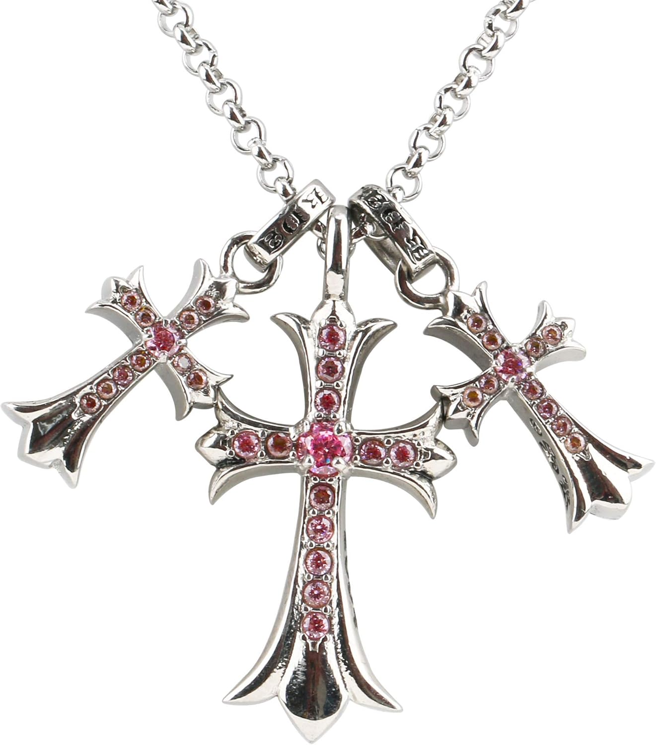 訳あり】 トリプル クロスネックレス シルバー925×24k ジルコニア