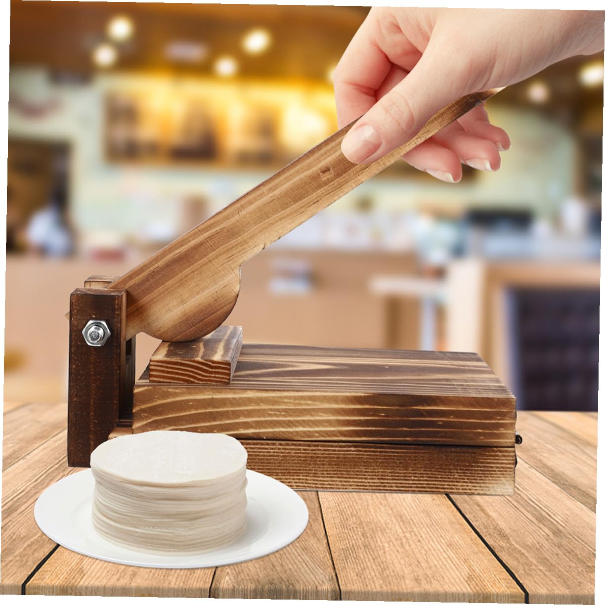 Artibetter Molde de Masa para Dumplings y Tortillas 2 Piezas Madera Carbonizada Prensador Manual Herramienta Cocina Hogar Utensilios Madera Cocina Accesorios para Preparar Masa Uniforme