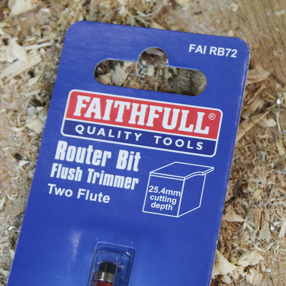 Faithfull FAIRB72 Router Bit TC Mini Trim 1/4in 6.3mm x 25.4mm, Red / Silver - Image 3