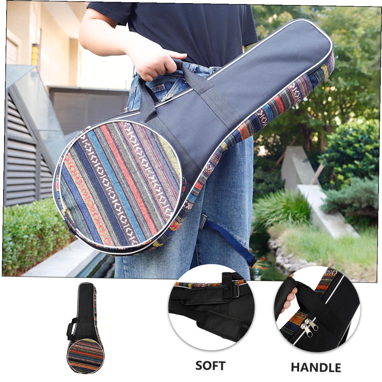Alipis Zaino Mandolino Imbottito Nazionale con Manico Comfort e Ampia Tasca Frontale Custodia Strumento Musicale per Viaggi Borsa Doppia Spalla Elegante e Funzionale per Musicisti
