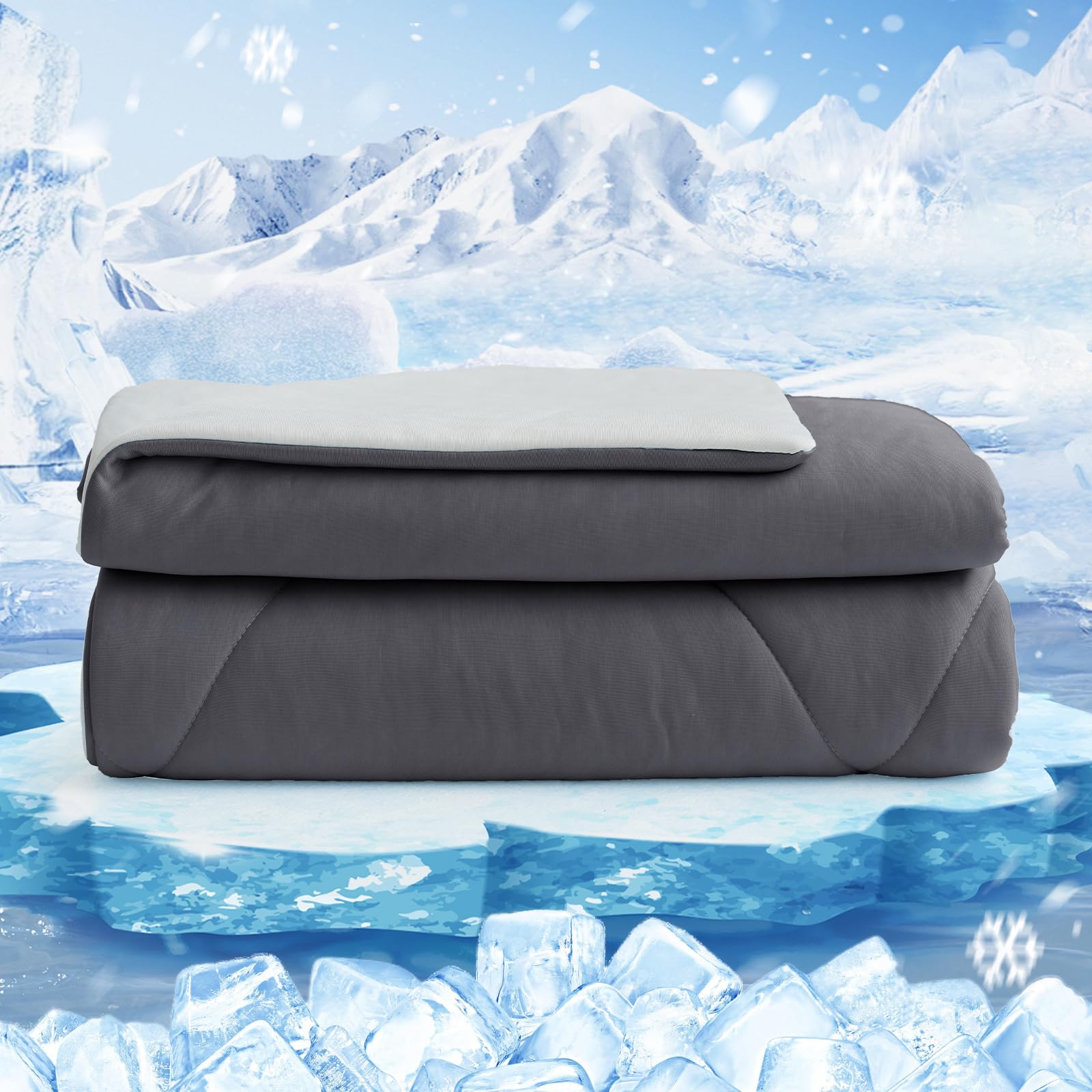 HOMFINE Manta Refrescante para Personas - Doble Cara Manta de Verano para Sofa Cama Verano Q-MAX>0.4 Suave Manta de enfriamiento, Cooling Blanket, Anti Estático, Gris 150 x 230 cm