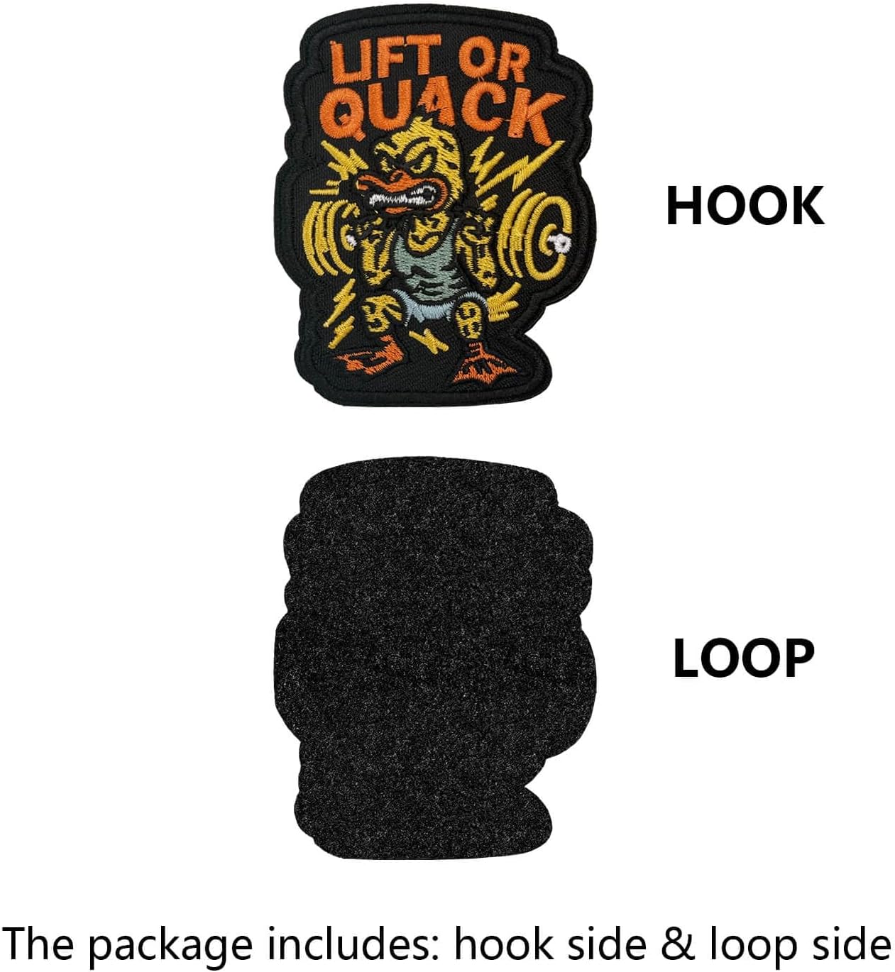 Lift Or Quack Funny Gym Workout Patch, Hook and Loop Military Embroidered Tactical Funny Patch Morale Patches for Bag, Hat, DIY Applique Accessories, Molle Vest, Backpack, Clothing, Jackets image 2