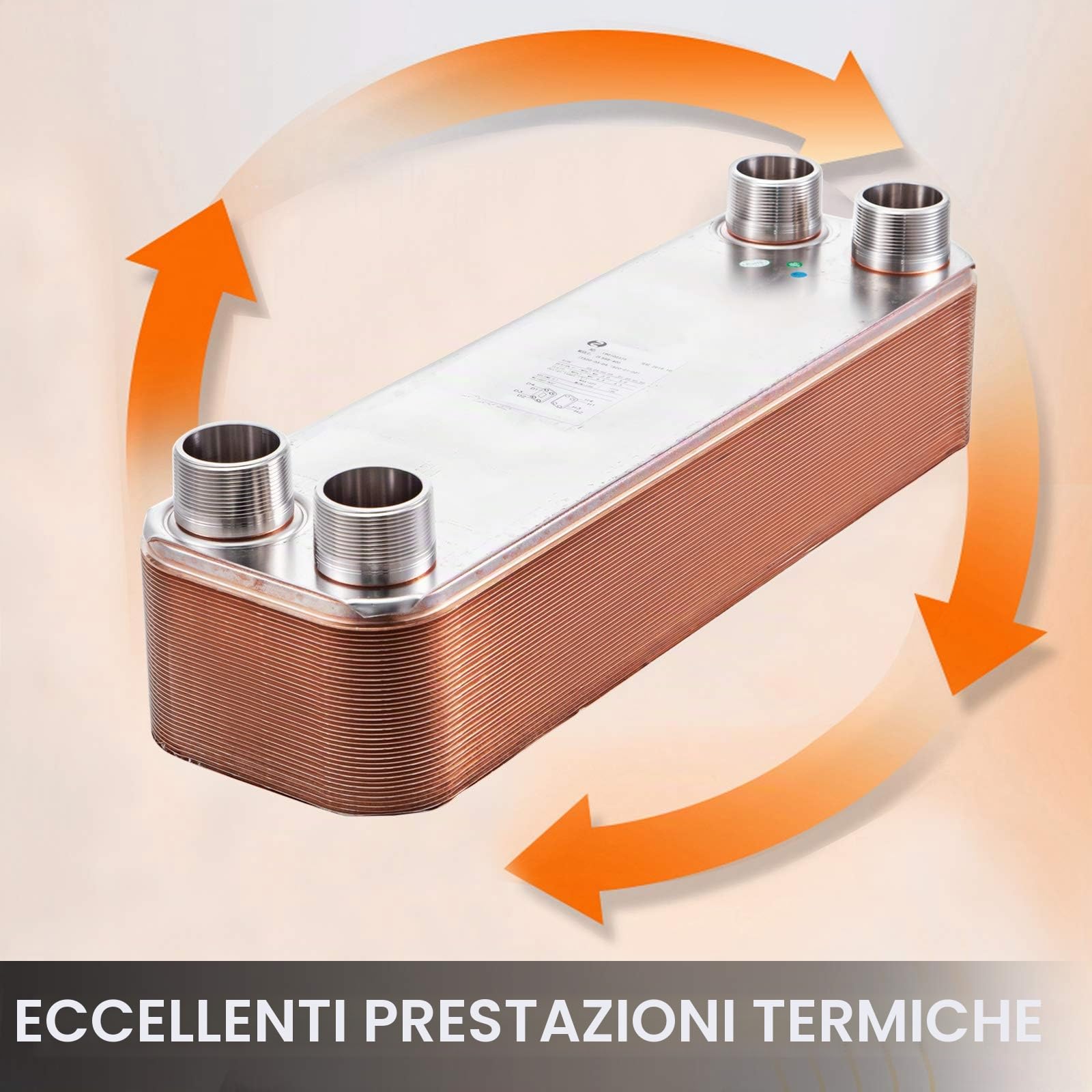 BestEquip Scambiatore di Calore 30 Piastre Scambiatore di Calore per Riscaldamento EATB12 Scambiatore di Calore Piastre in Acciaio, argento