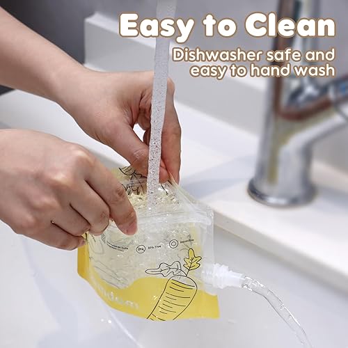 Miniatura 7 de Paquete de 20 bolsas reutilizables de comida para bebés para niños pequeños, bolsa recargable para puré de manzana, yogur, bocadillo de jugo de puré