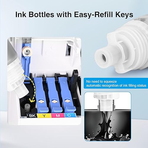 Miniatura 3 de Repuesto de tinta negra 522 compatible para botellas de repuesto de tinta Epson 522, color negro, funciona con Ecotank ET-2800, ET-4800, ET-2400,