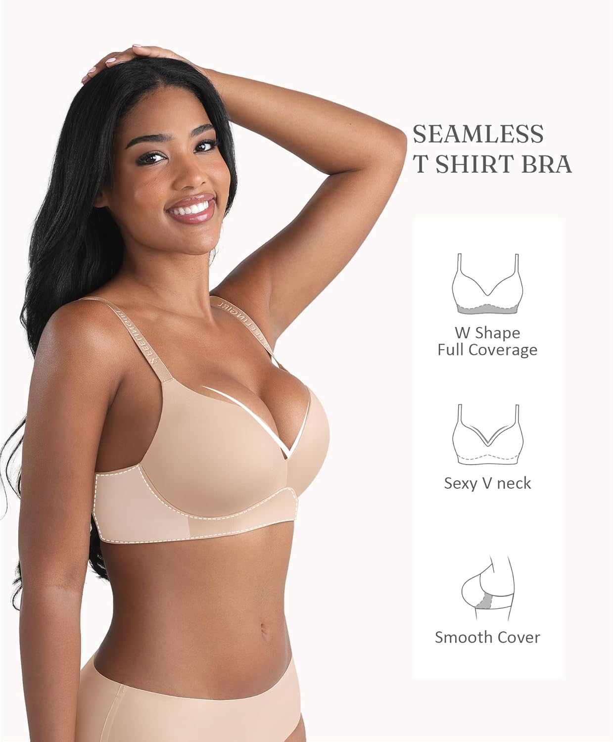 FeelinGirl Wireless Bras Comfortable Push Up Bra Full Support Lift Bralette Seamless Tshirt Bras - Image 3