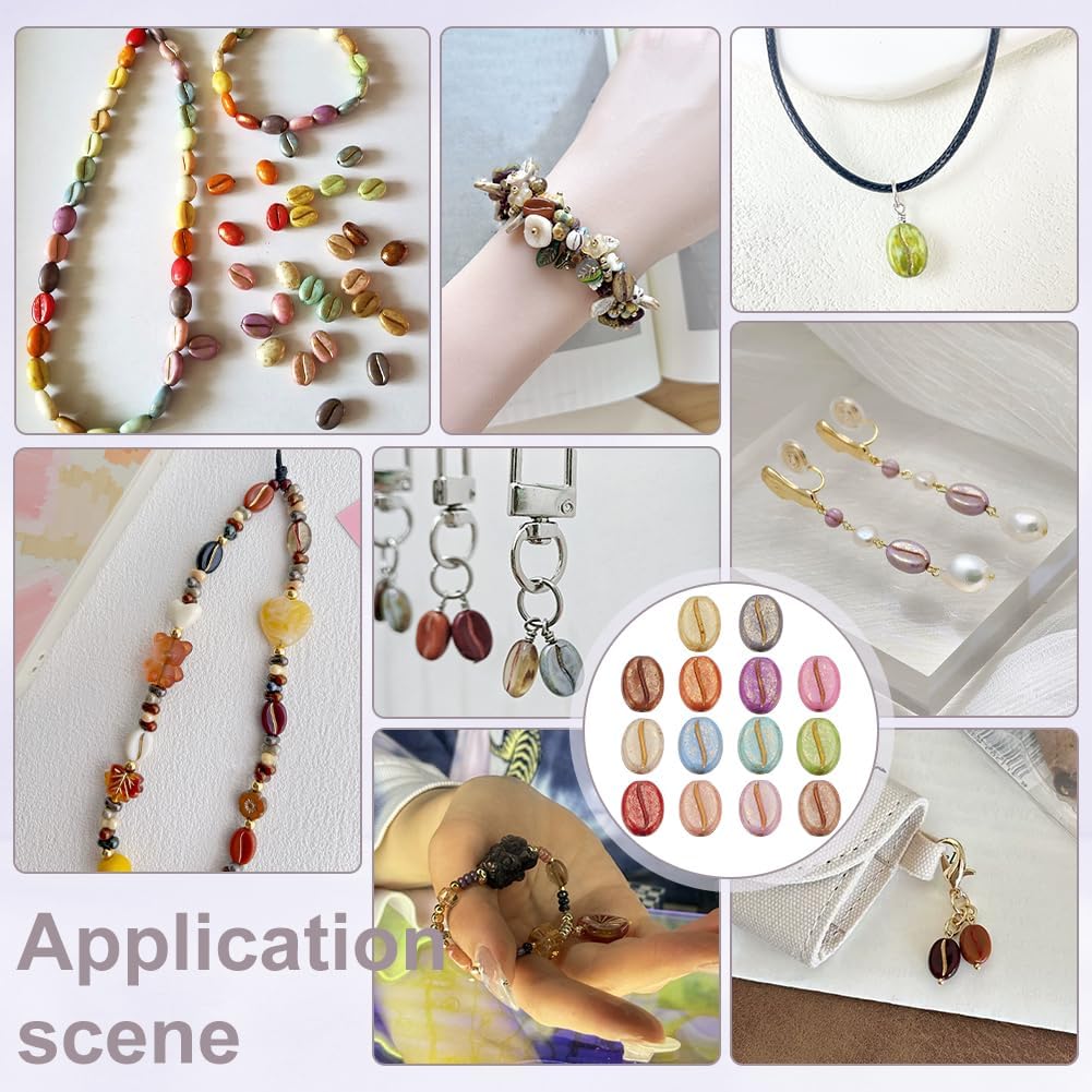 PH PandaHall 280PCS Imitation Coffee Bean Beads, 14 Colors Opaque Acrylic Coffee Beads Decorative Spacer Beads Craft Loose Beads for Bracelets Necklace Earrings Making DIY Supplies Decorations - Image 6