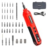 Electric Screwdriver Kit&comma; Screwdriver 5 Torque Settings&comma; Cordless electric screwdriver with LED work light&comma; 36 screwdriver bits&comma; 3 sockets&comma; Magnetic Chuck&comma;Color box tool storage set