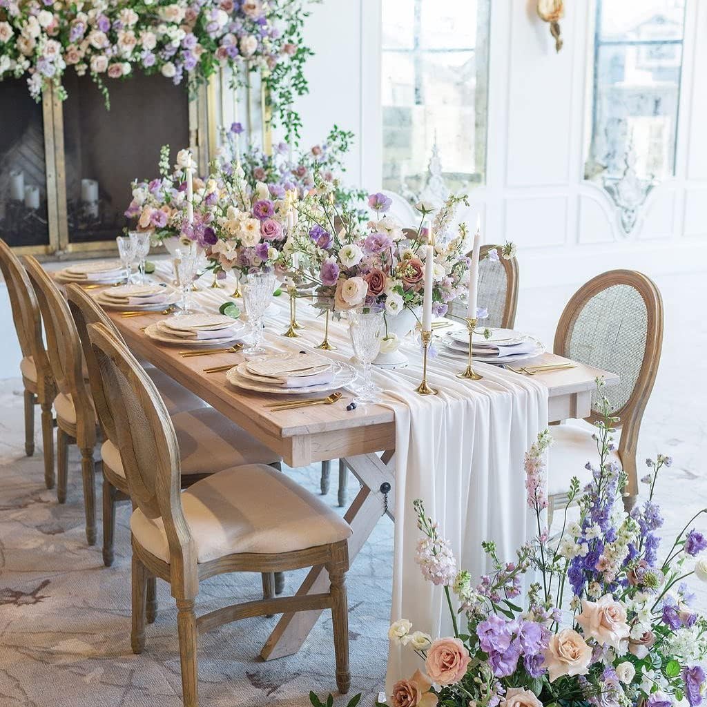 10ft White Chiffon Table Runner 29x120 Inches Sheer Wedding Runner Rustic Bridal Party Decorations