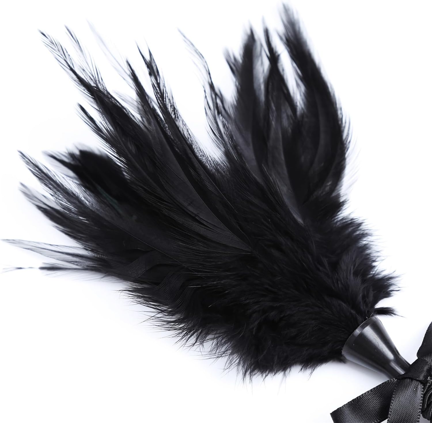 Sm Adult Sex Toy Flirting Toy for Men and Women Black Feather with Bow Knot Rope Couple Pole Teaser Stick